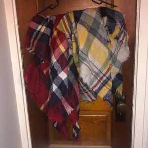 Lot of 2 Plaid Blanket Scarves